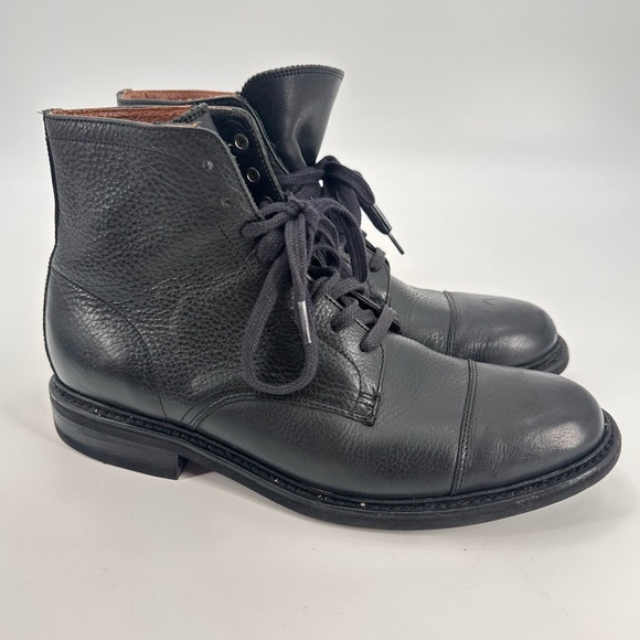 FRYE Black Leather Lace Up Boots Men’s Size 9.5 - Picture 1 of 6